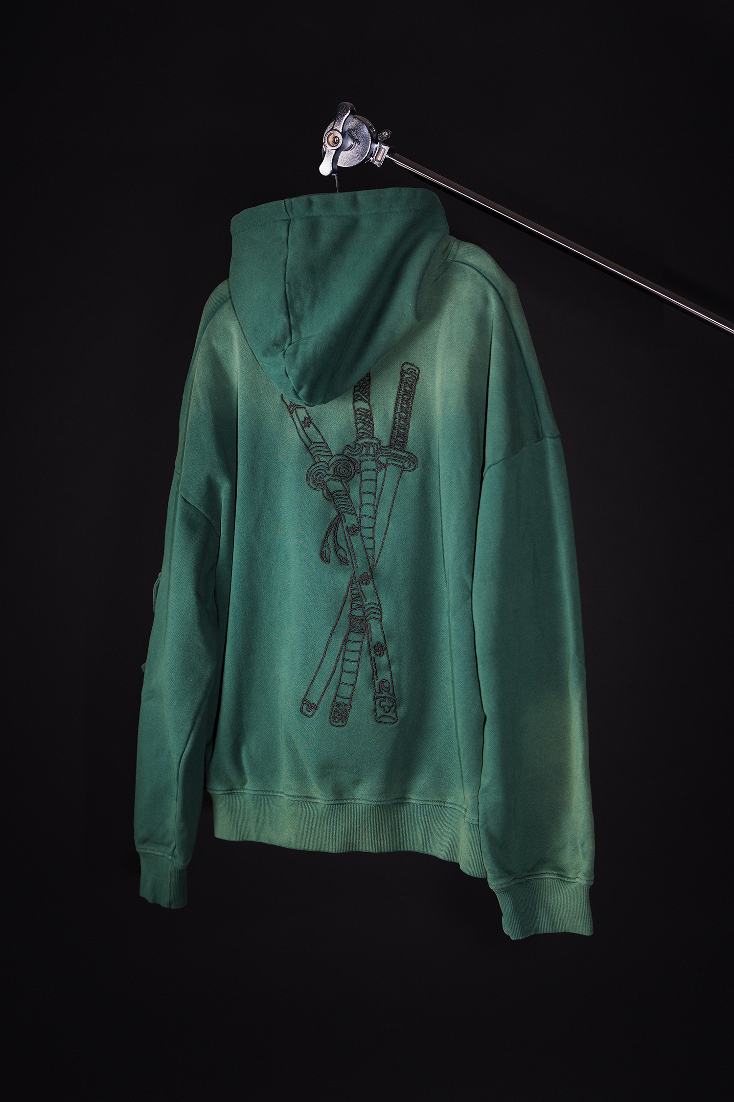 Ghost Katana Embroidery Hoodie-Coordom