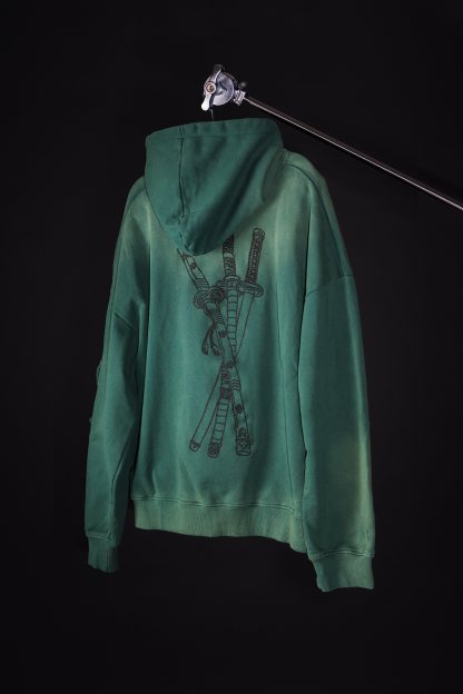 Ghost Katana Embroidery Hoodie-Coordom