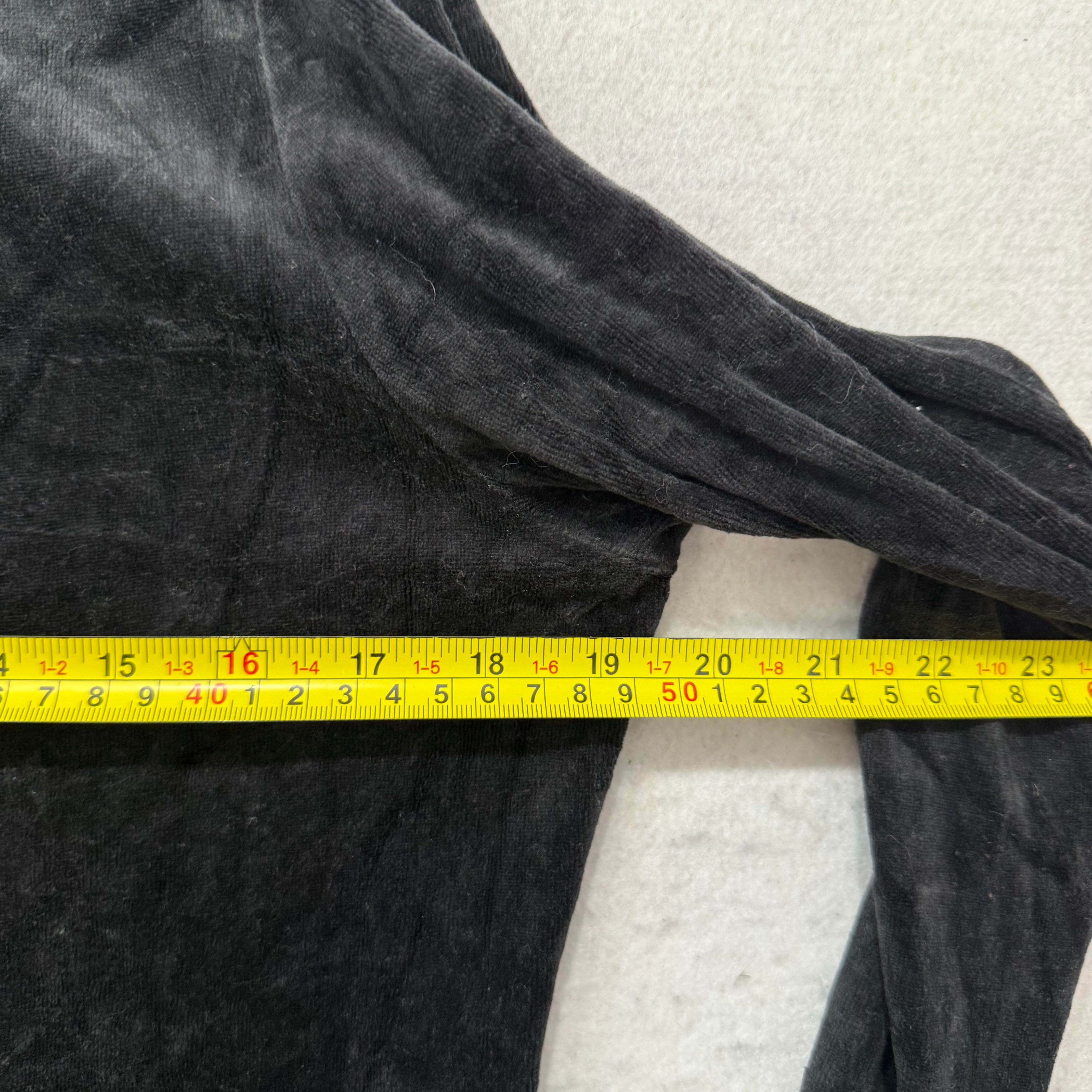 Juicy Couture Black Velour Tracksuit Set Zip Up Jacket & Flared Pants Y2K Size L-Coordom