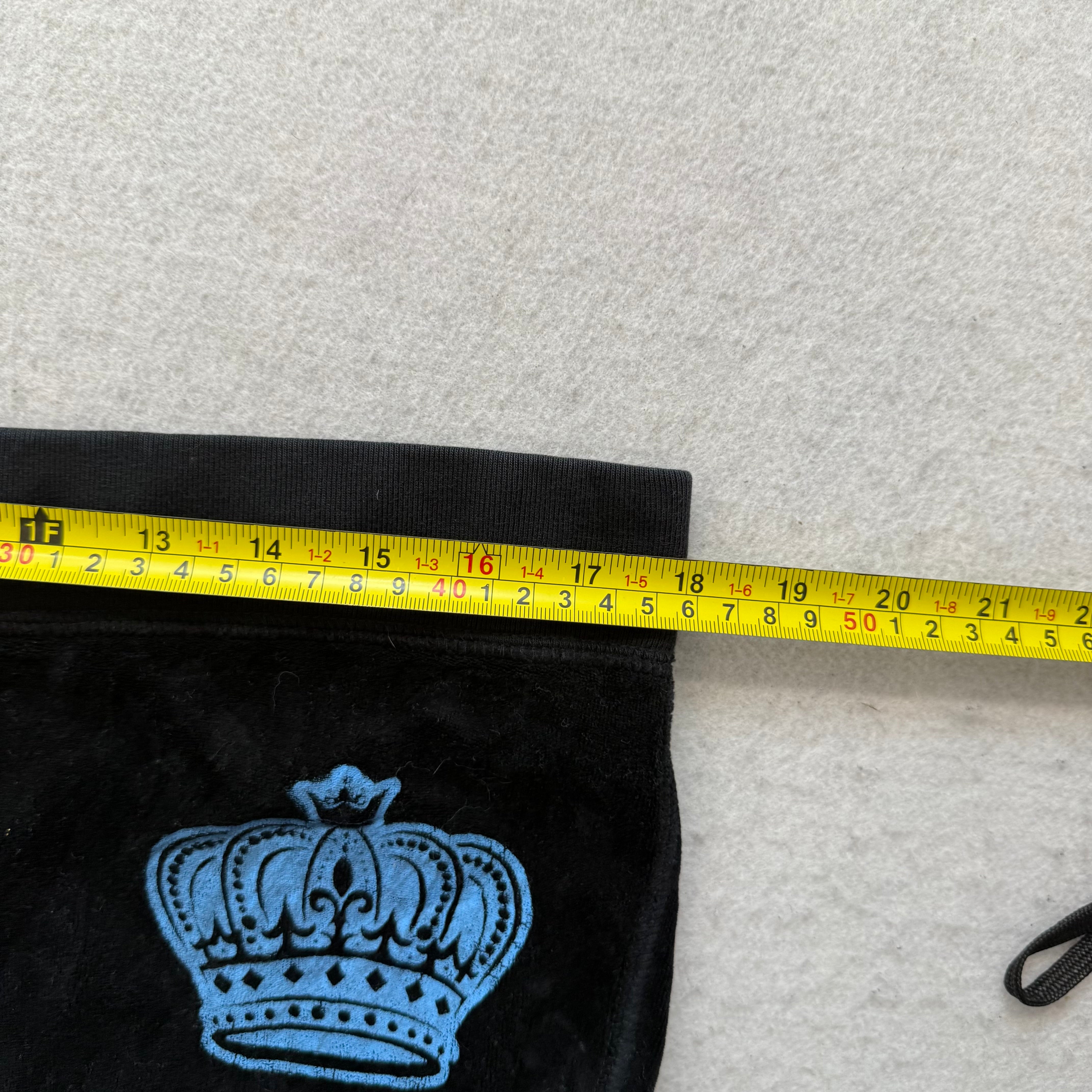 Vintage Juicy Couture Women's Black Velour Flared Track Pants Crown Logo Size L-Coordom