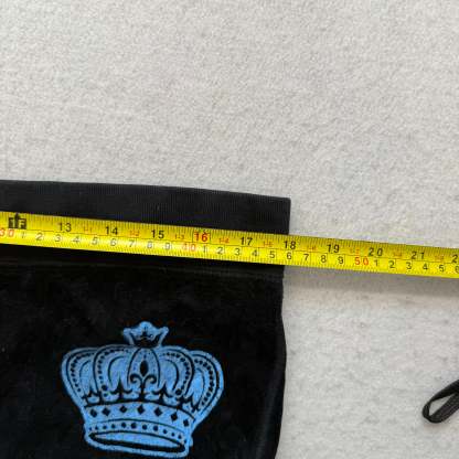 Vintage Juicy Couture Women's Black Velour Flared Track Pants Crown Logo Size L-Coordom