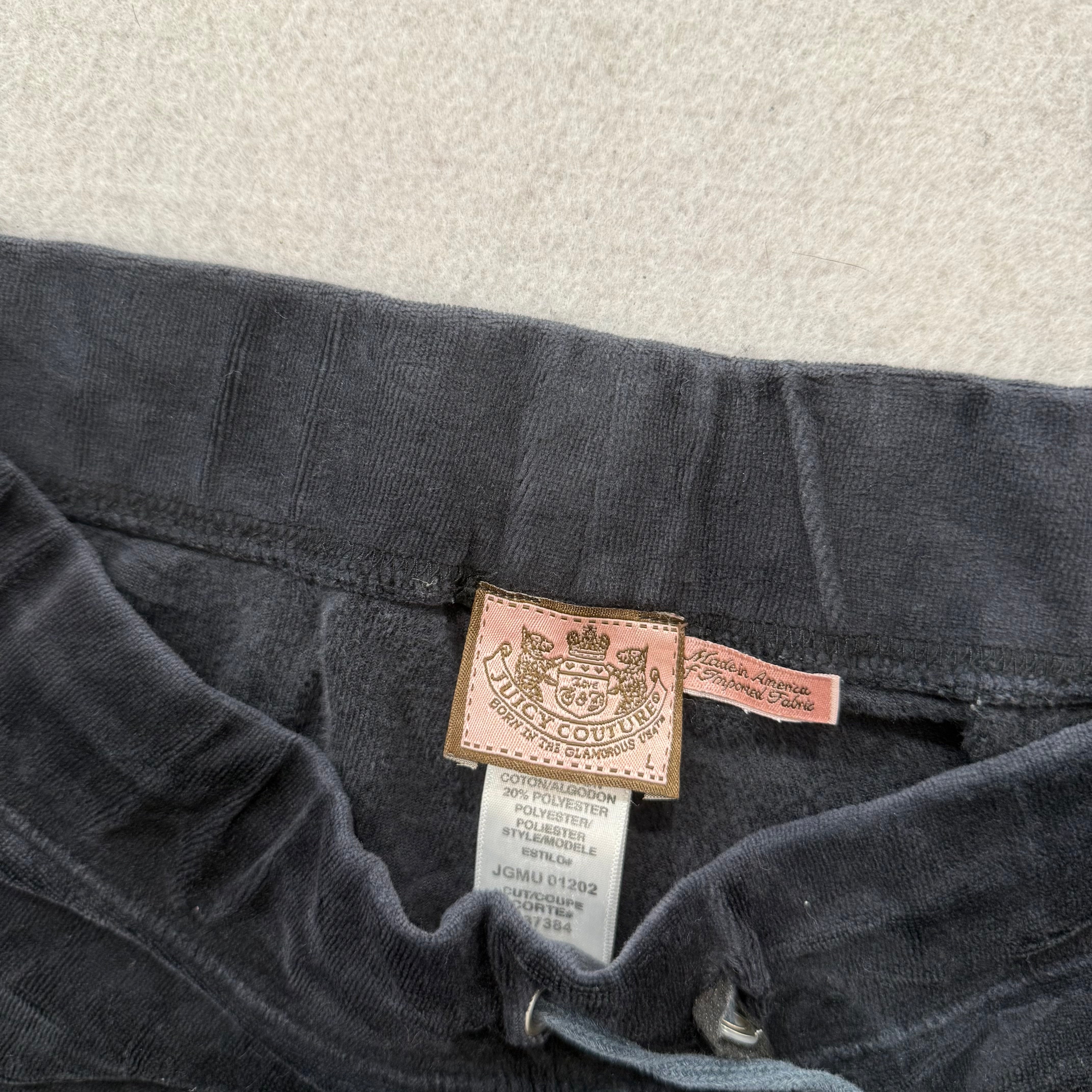 Vintage Juicy Couture Women's Black Velour Flared Track Pant Loungewear Size L-Coordom