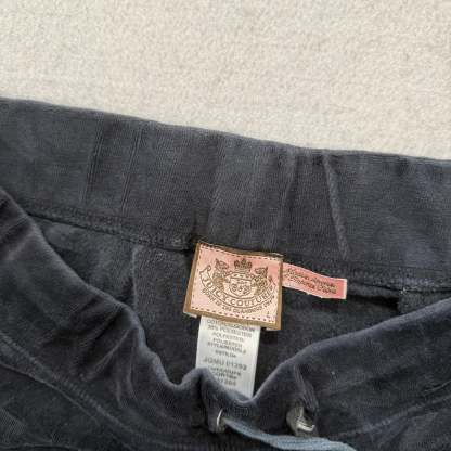Vintage Juicy Couture Women's Black Velour Flared Track Pant Loungewear Size L-Coordom