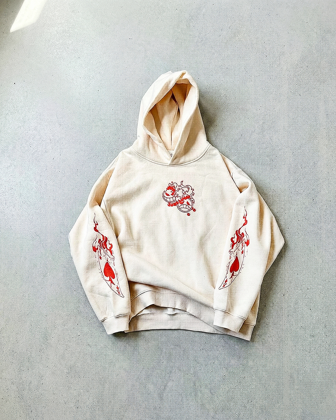 Ace Flame Spade Apricot Hoodie-Coordom