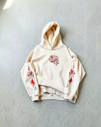 Ace Flame Spade Apricot Hoodie-Coordom