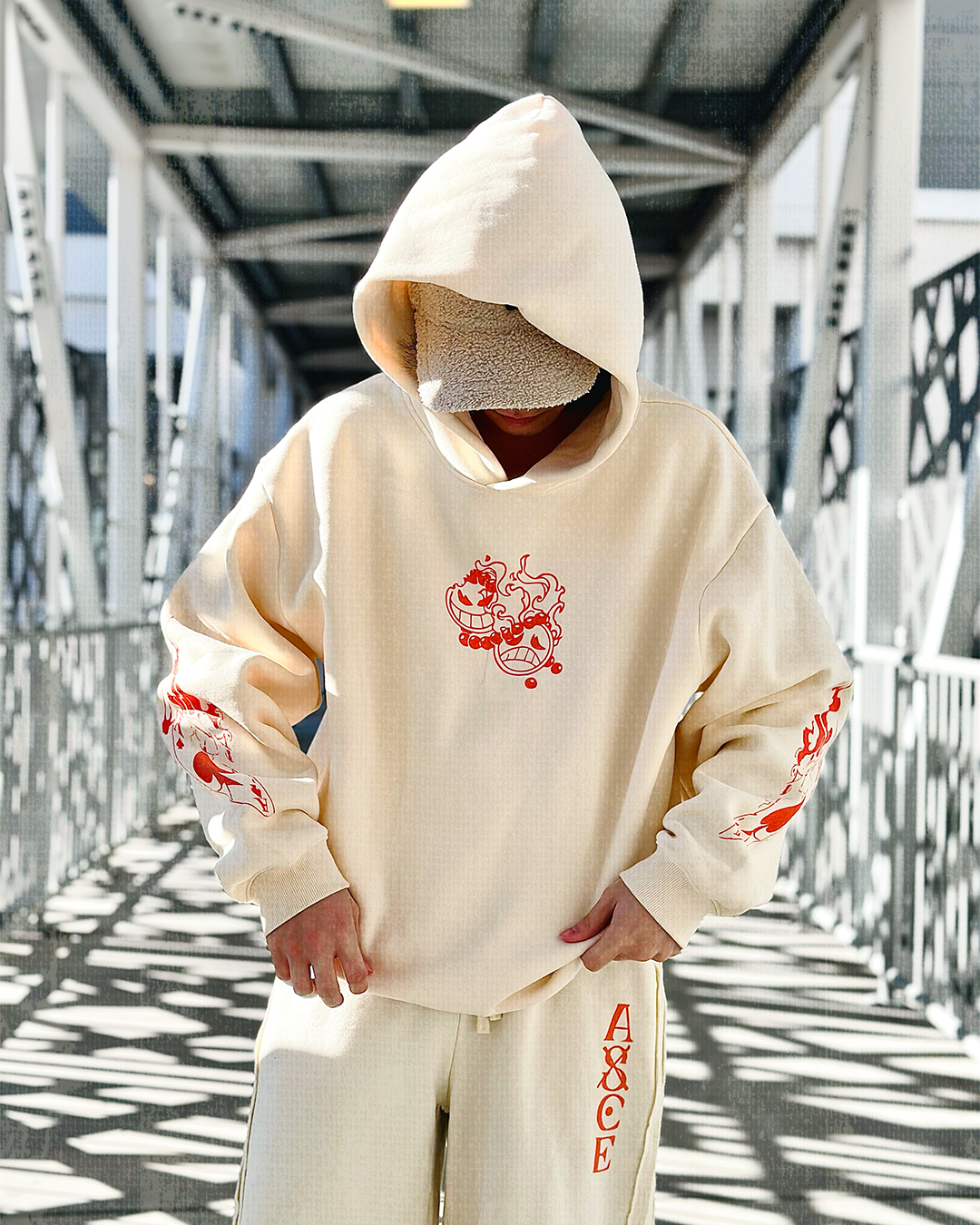 Ace Flame Spade Apricot Hoodie-Coordom