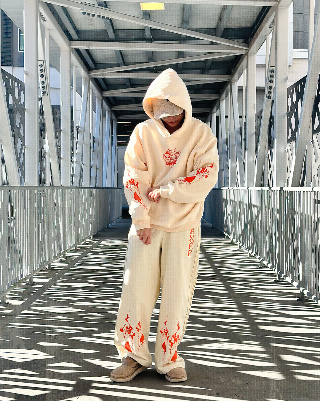 Ace Flame Spade Apricot Hoodie-Coordom
