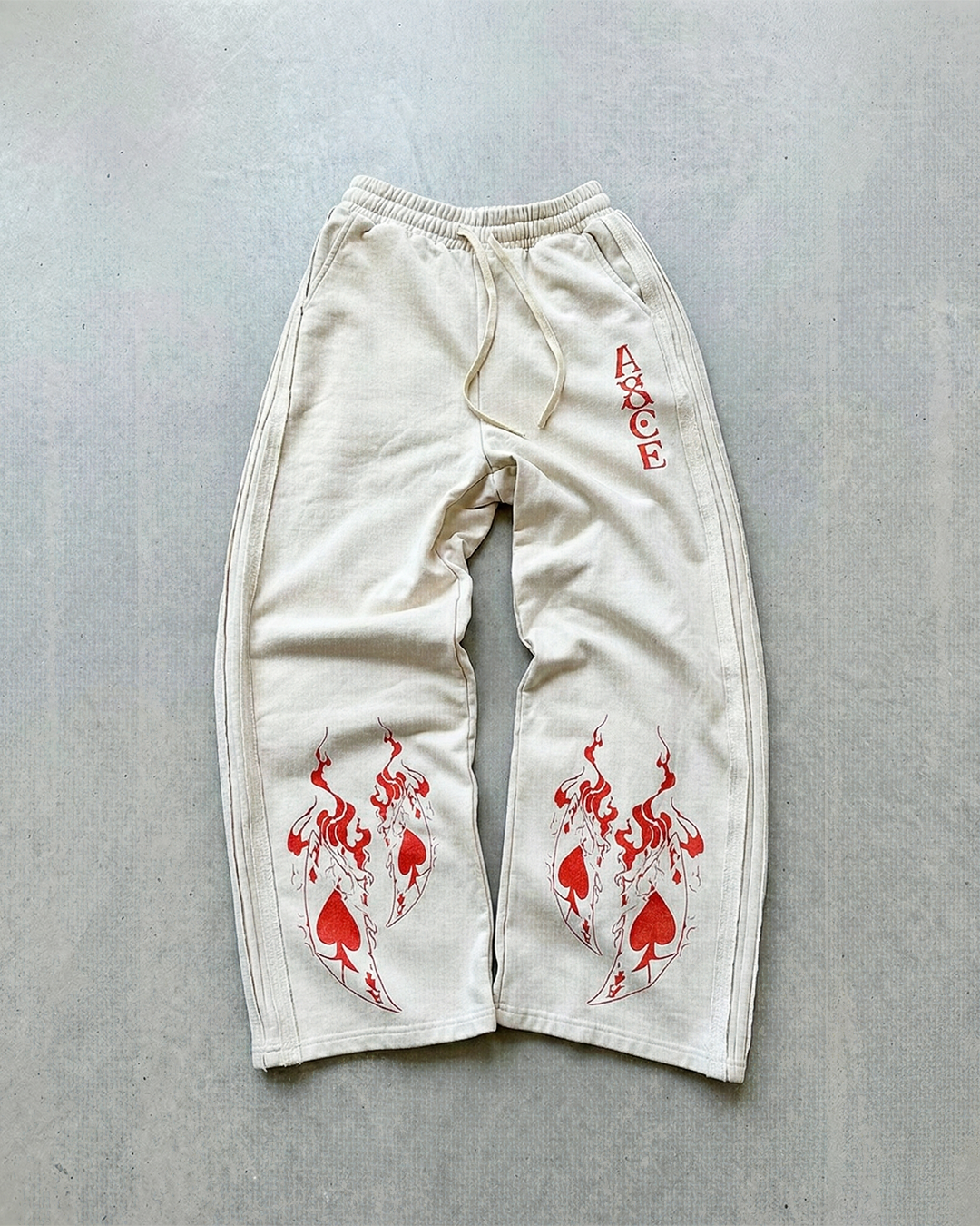 Ace Flame Spade Apricot Sweats|Anime Streetwear Baggy Pants-Coordom