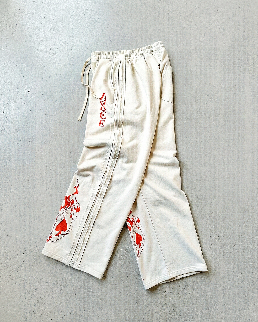 Ace Flame Spade Apricot Sweats|Anime Streetwear Baggy Pants-Coordom
