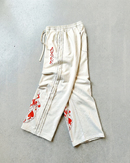 Ace Flame Spade Apricot Sweats|Anime Streetwear Baggy Pants-Coordom