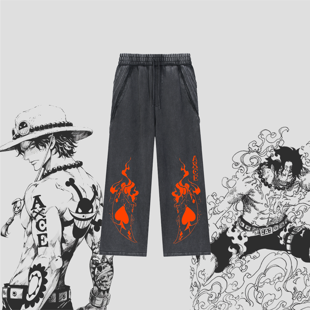 Ace Flame Spade Blackberry Sweats|Anime Streetwear Baggy Pants-Coordom