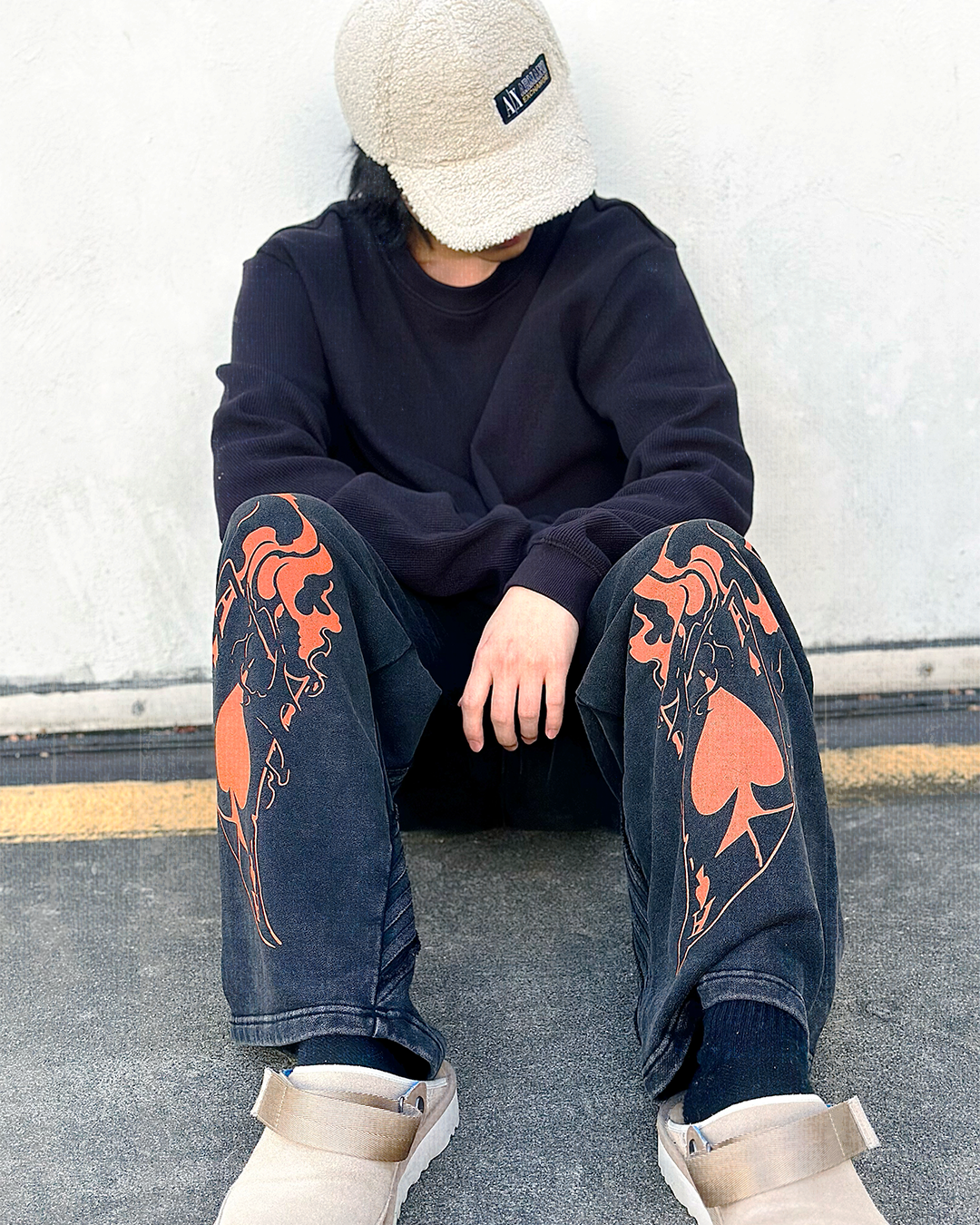 Ace Flame Spade Blackberry Sweats|Anime Streetwear Baggy Pants-Coordom