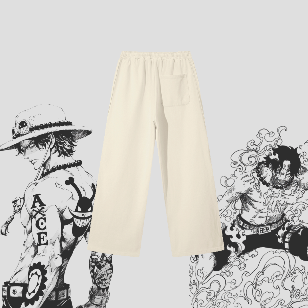Ace Flame Spade Apricot Sweats|Anime Streetwear Baggy Pants-Coordom