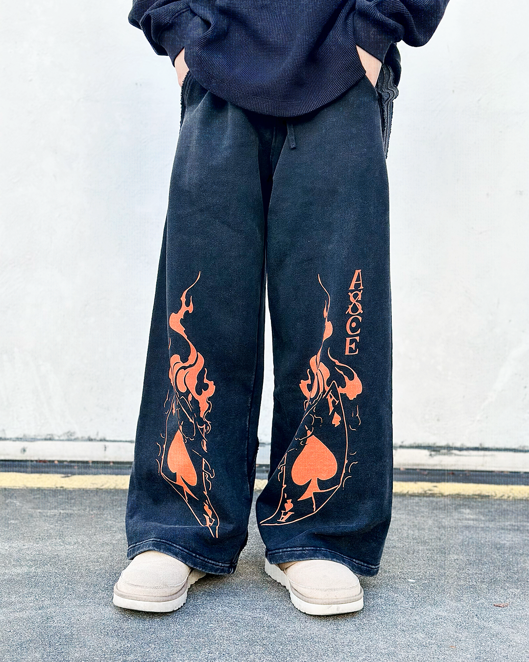 Ace Flame Spade Blackberry Sweats|Anime Streetwear Baggy Pants-Coordom