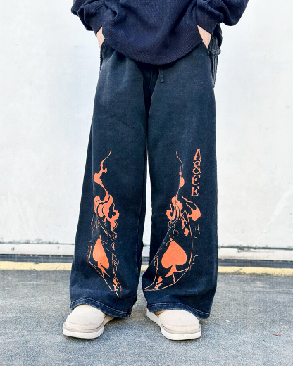 Ace Flame Spade Blackberry Sweats|Anime Streetwear Baggy Pants-Coordom