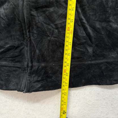 Juicy Couture Jet Black Velour Tracksuit Set Zip Up Hoodie & Flared Pant Size L-Coordom