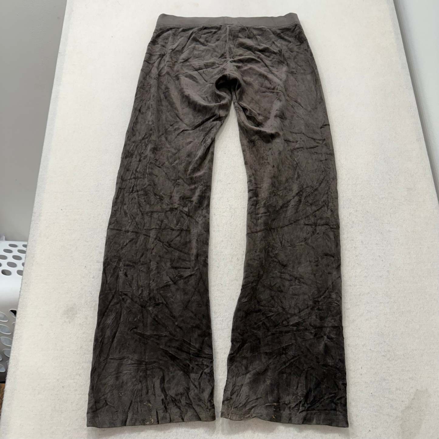 Vintage Juicy Couture Women's Dark Gray Velour Flared Track Pant Logo Y2K Size S-Coordom