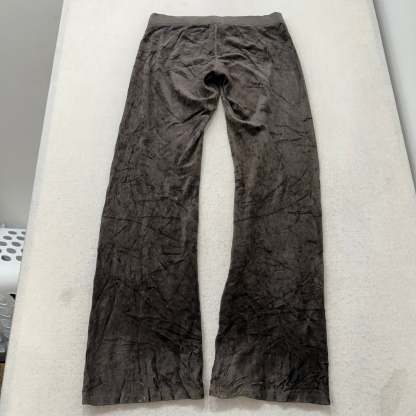 Vintage Juicy Couture Women's Dark Gray Velour Flared Track Pant Logo Y2K Size S-Coordom