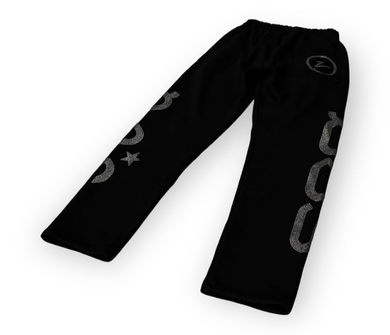 Rhinestone Sweatpants - Black-Coordom