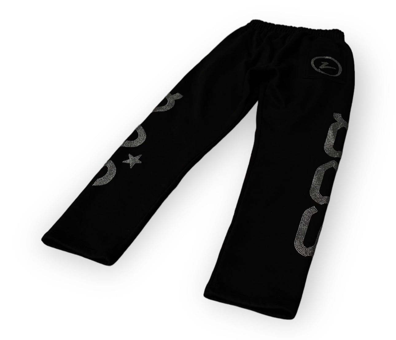 Rhinestone Sweatpants - Black-Coordom