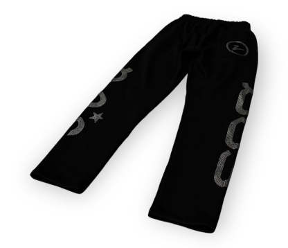 Rhinestone Sweatpants - Black-Coordom