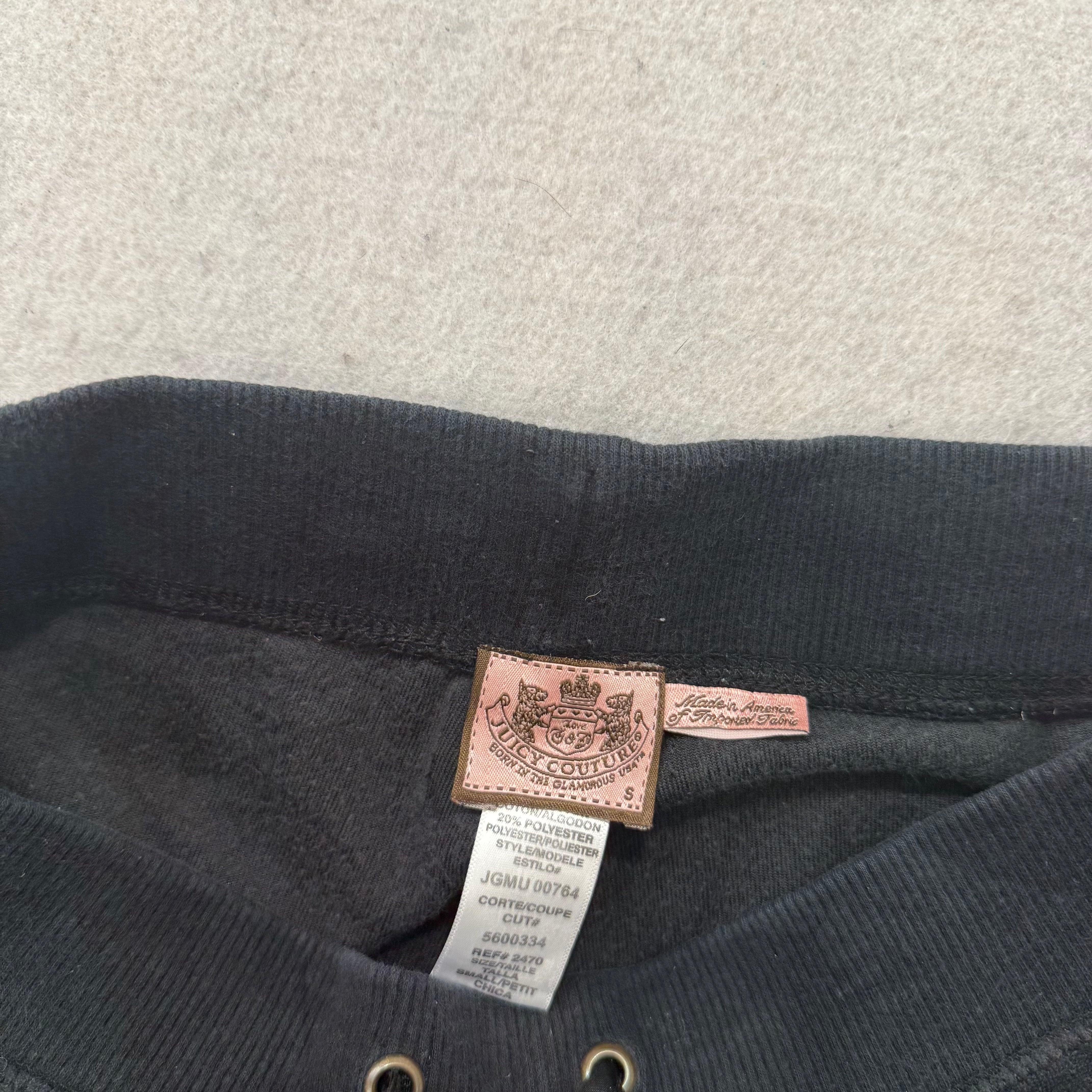 Juicy Couture Women Black Velour Tracksuit Set Zip Up Hoodie & Flare Pant Size S-Coordom