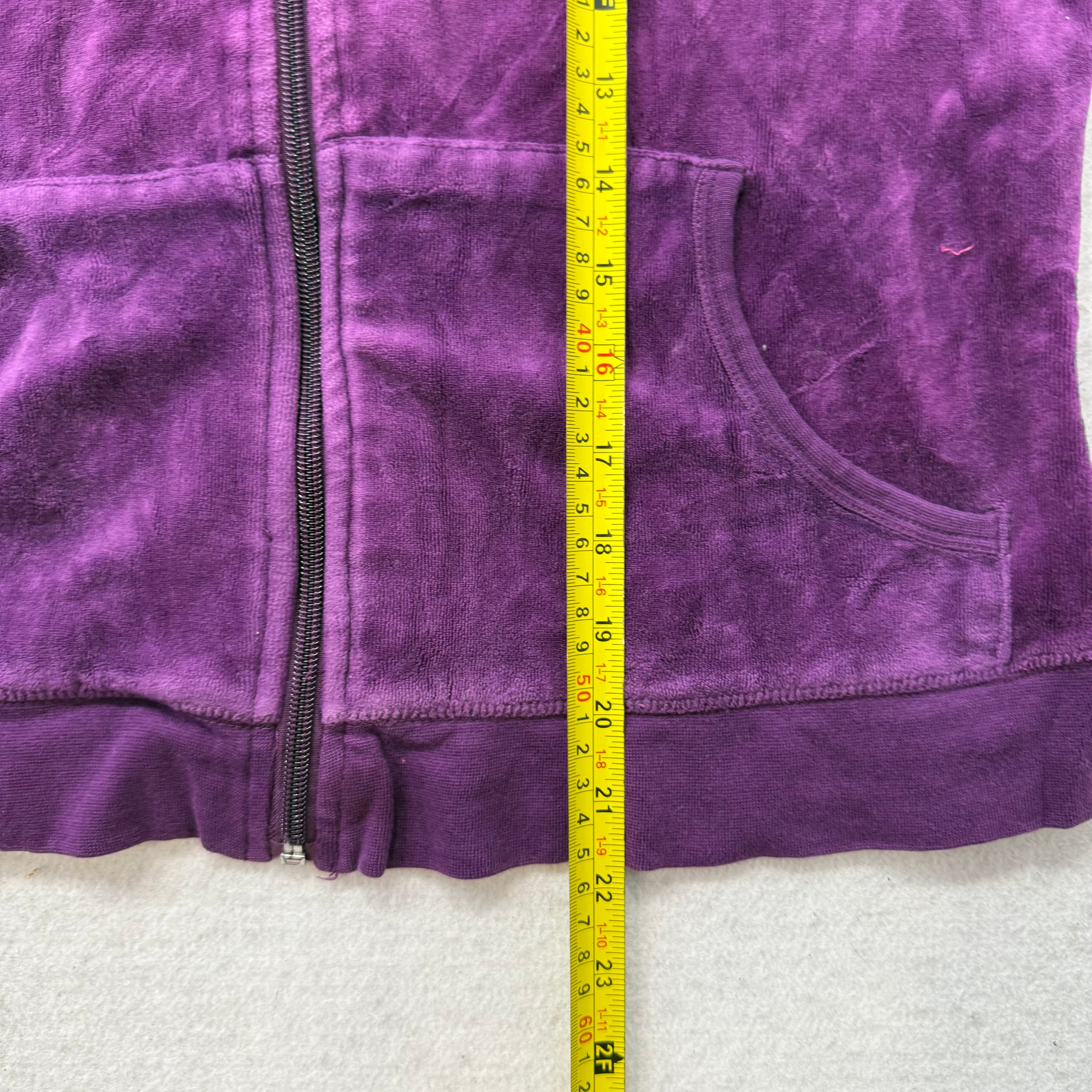 Juicy Couture Plum Velour Tracksuit Set Zip Up Hoodie & Flared Pants Y2K Size S-Coordom