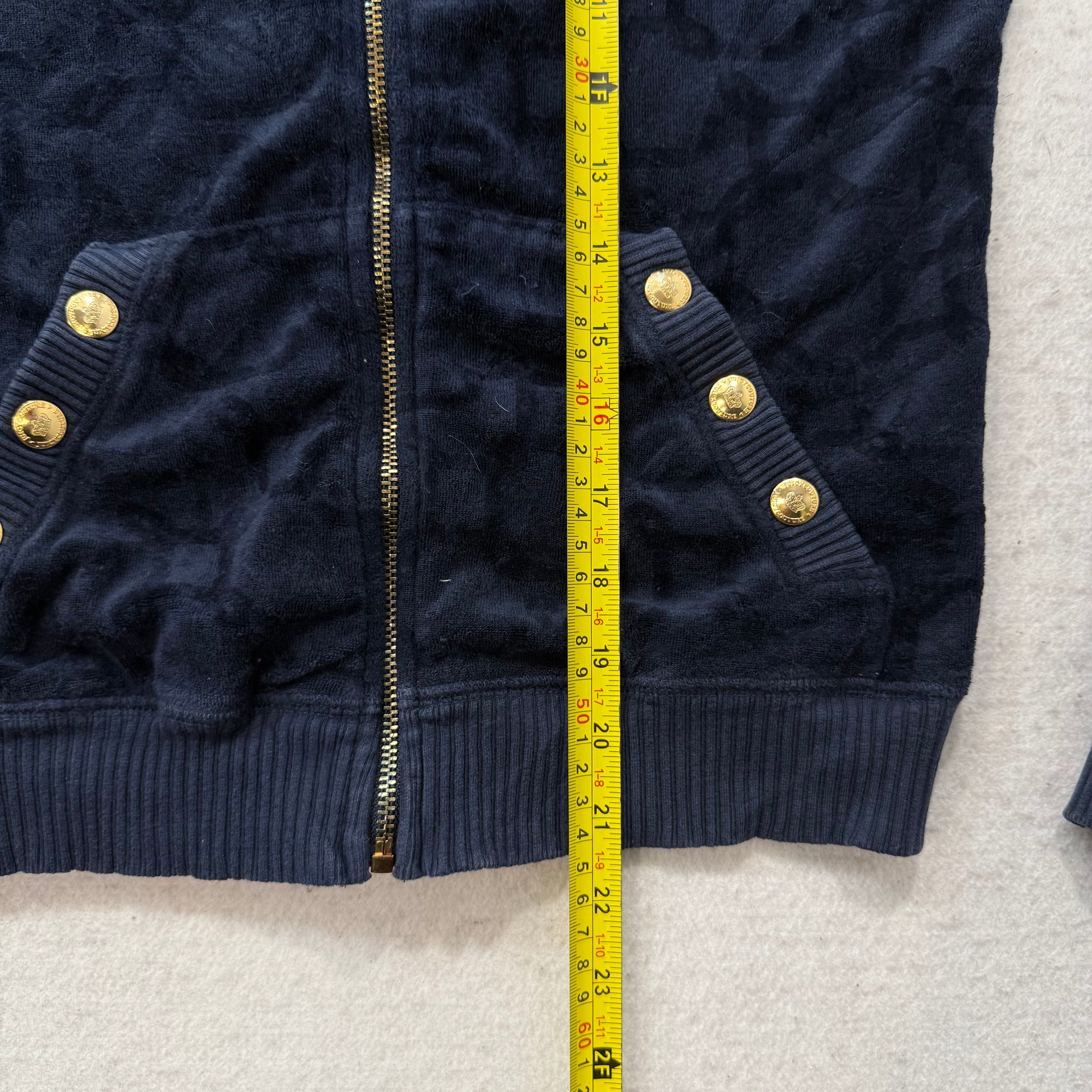 Vintage Juicy Couture Women Navy Terrycloth Butterfly Print Zip-Up Hoodie Size S-Coordom