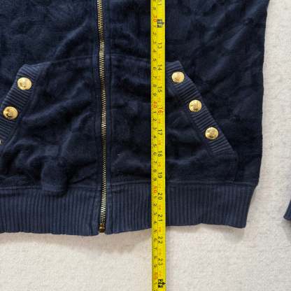 Vintage Juicy Couture Women Navy Terrycloth Butterfly Print Zip-Up Hoodie Size S-Coordom