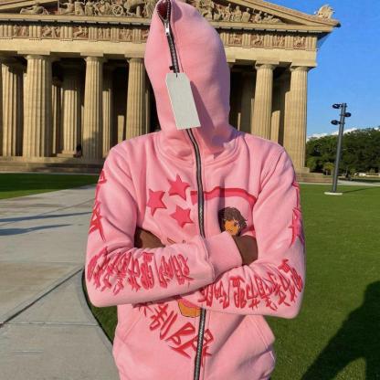 Fashion street style personality zipper hoodie-Coordom
