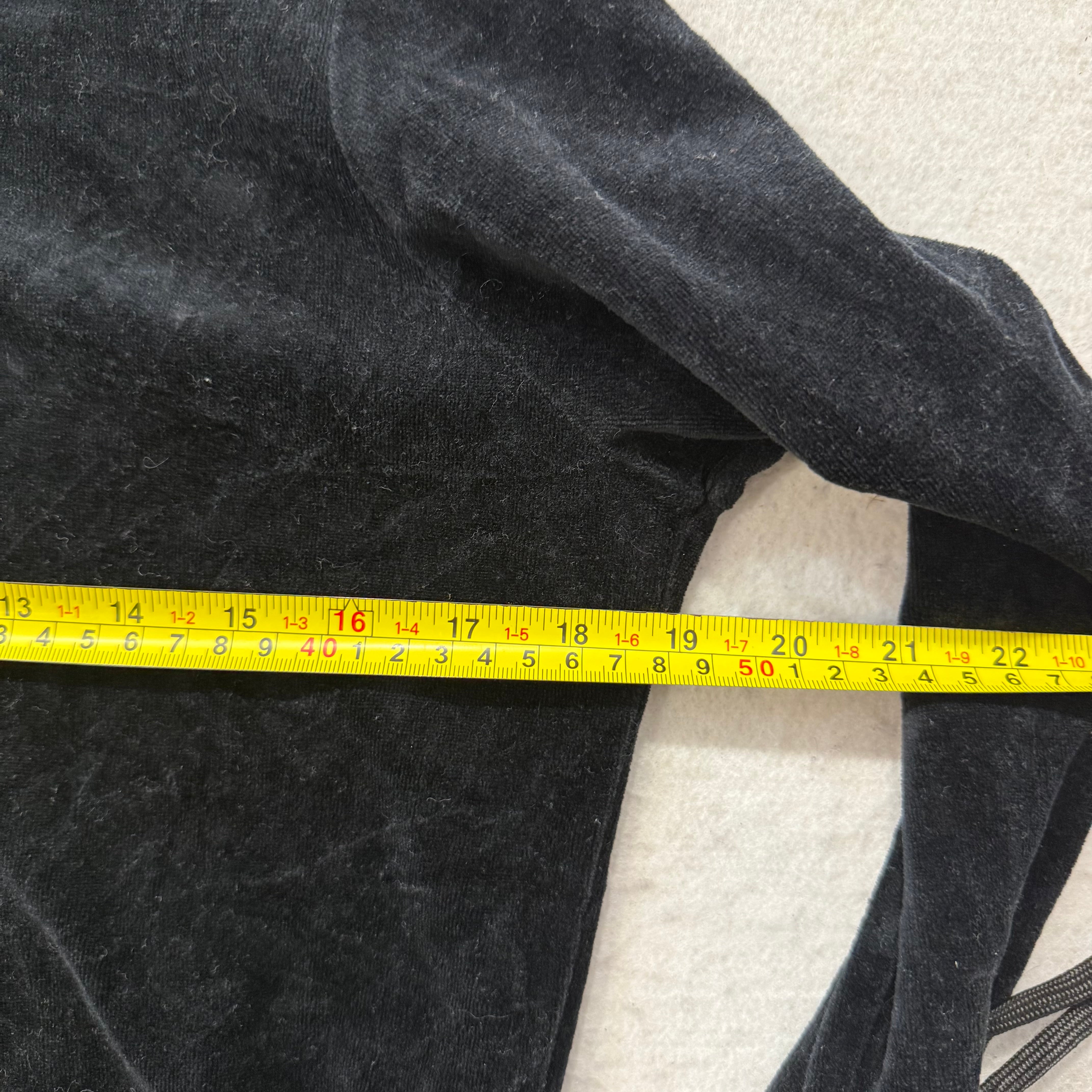 Juicy Couture Black Velour Tracksuit Set Zip Up Hoodie & Straight Pants Size L-Coordom