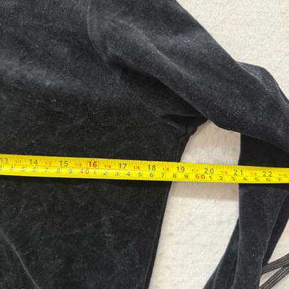 Juicy Couture Black Velour Tracksuit Set Zip Up Hoodie & Straight Pants Size L-Coordom