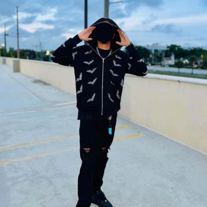 Retro Fashion Street Style Full Zip Hoodie-Coordom