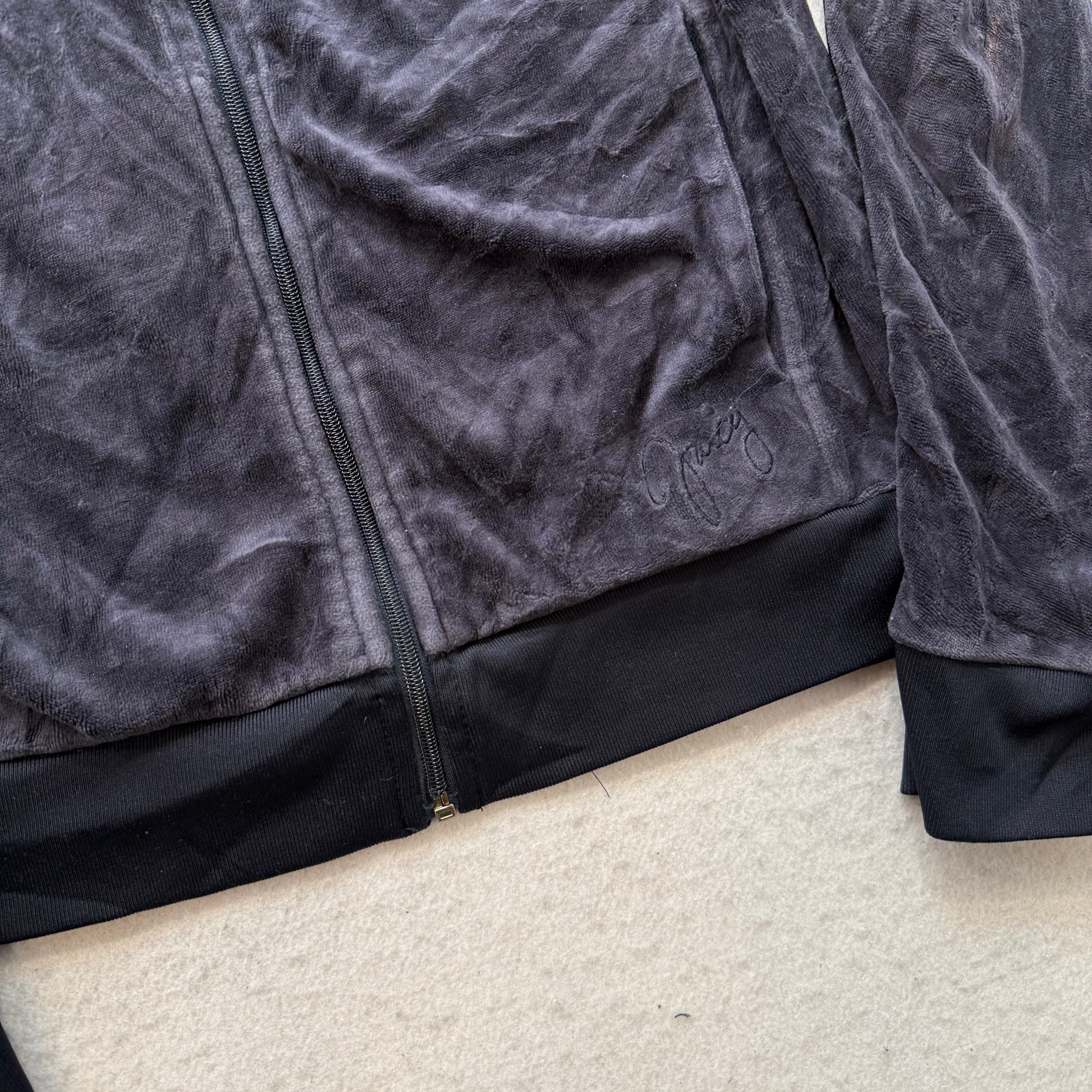 Juicy Couture navy Velour Tracksuit Set Hoodie & Drawstring Pants Size XL/M-Coordom