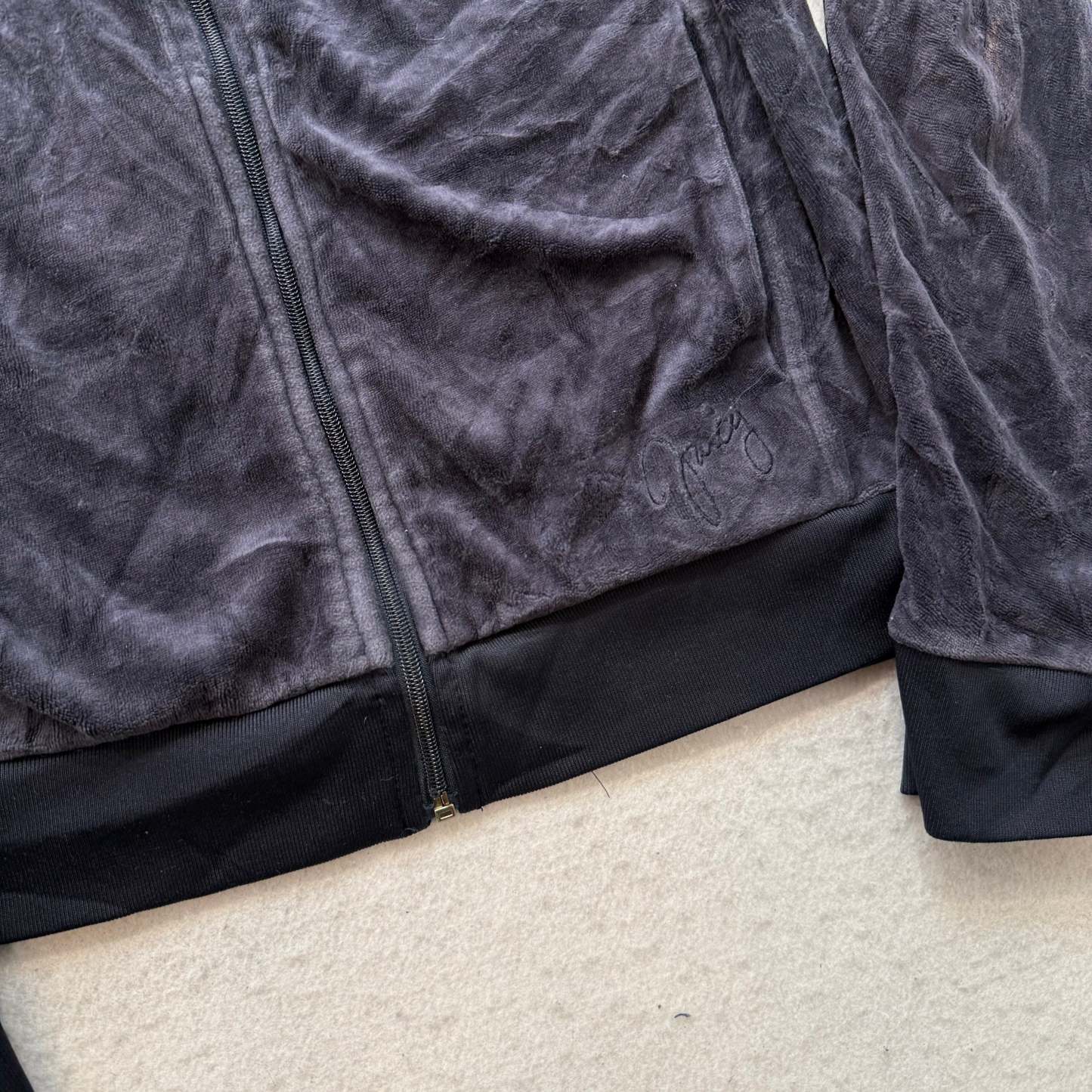 Juicy Couture navy Velour Tracksuit Set Hoodie & Drawstring Pants Size XL/M-Coordom
