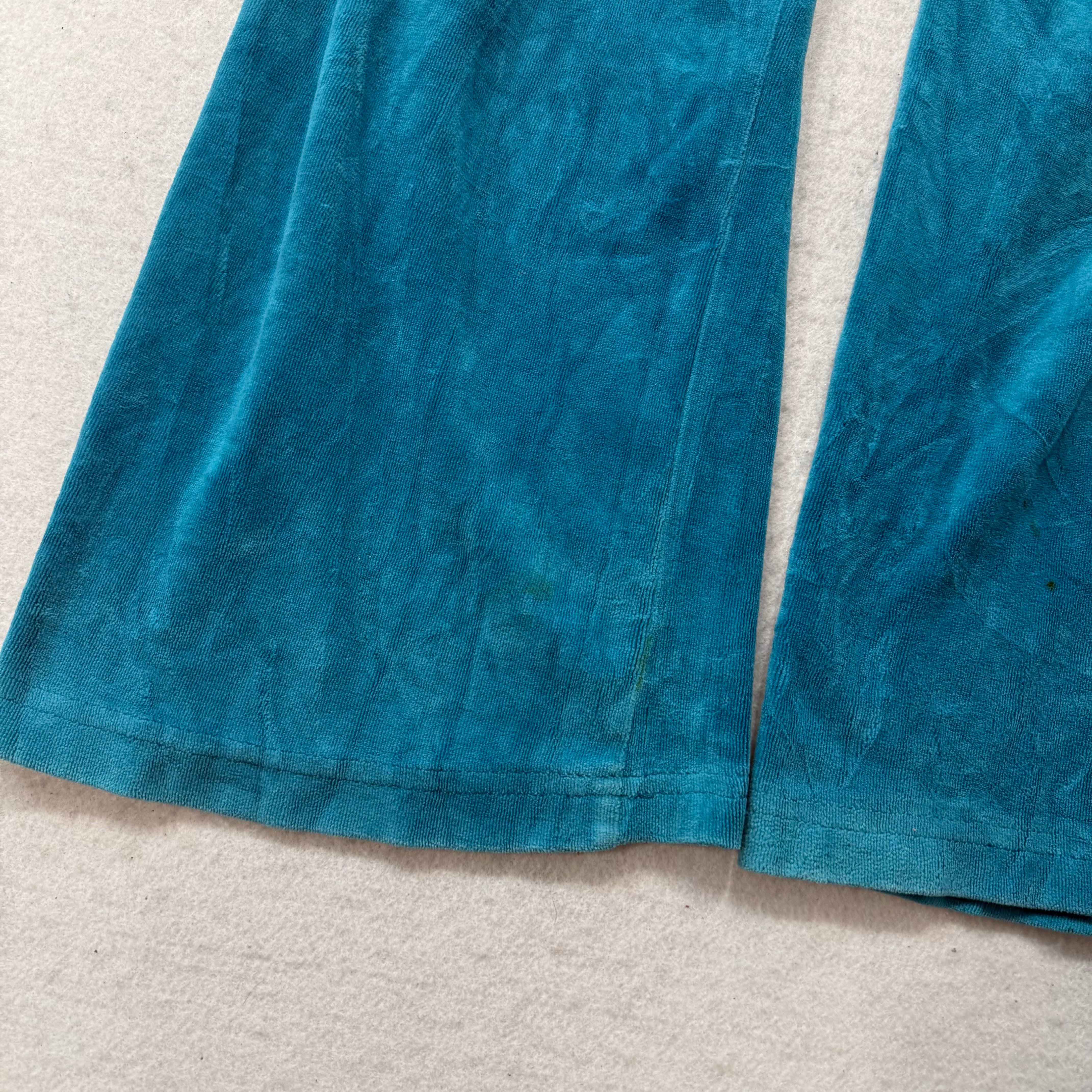 Juicy Couture Women's Teal Blue Velour Flared Track Pant Loungewear Y2K Size M-Coordom