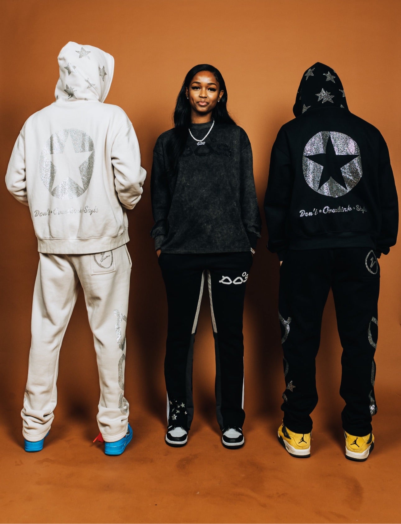 Rhinestone Sweatpants - Black-Coordom