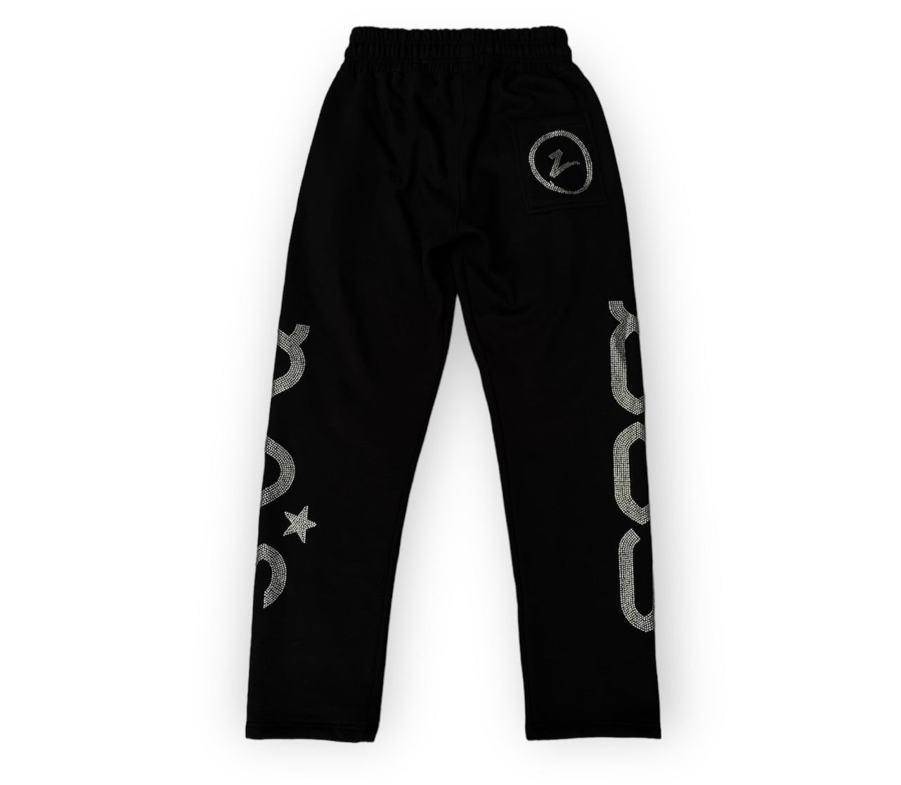 Rhinestone Sweatpants - Black-Coordom