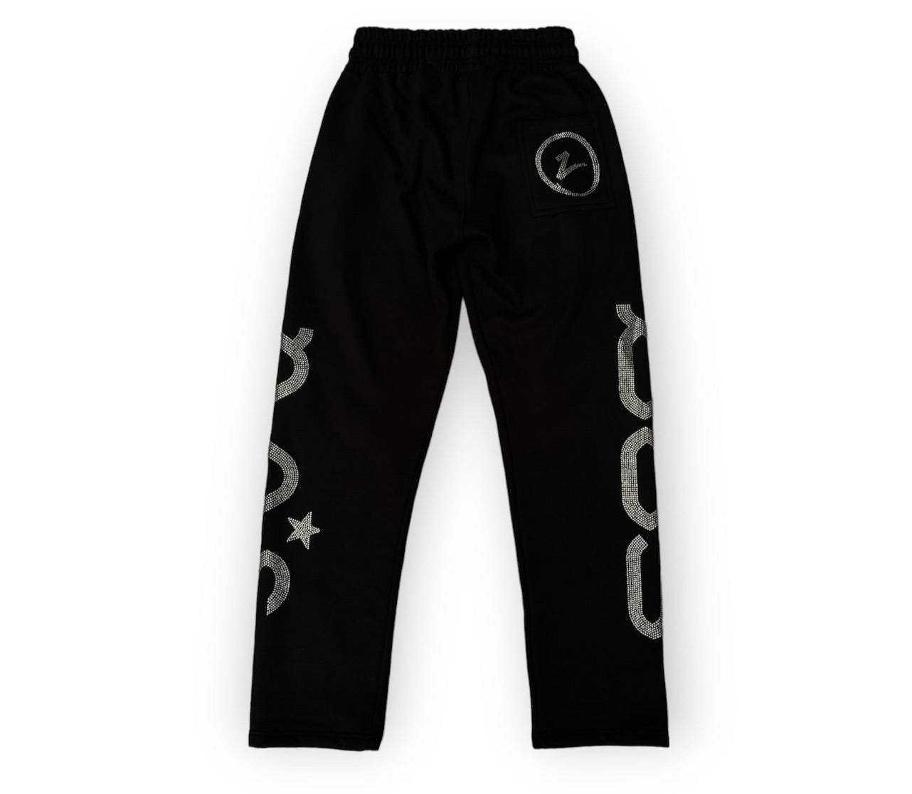 Rhinestone Sweatpants - Black-Coordom