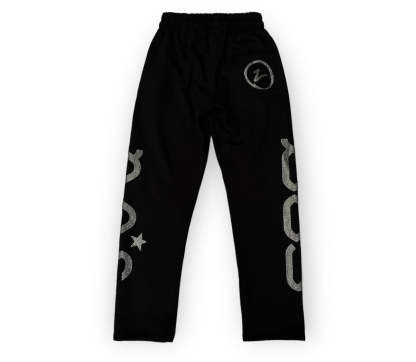 Rhinestone Sweatpants - Black-Coordom