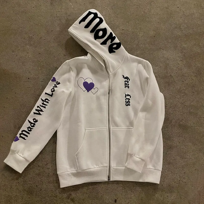 Love More Fearless Couple's Zipper Hoodie-Coordom