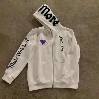 Love More Fearless Couple's Zipper Hoodie-Coordom