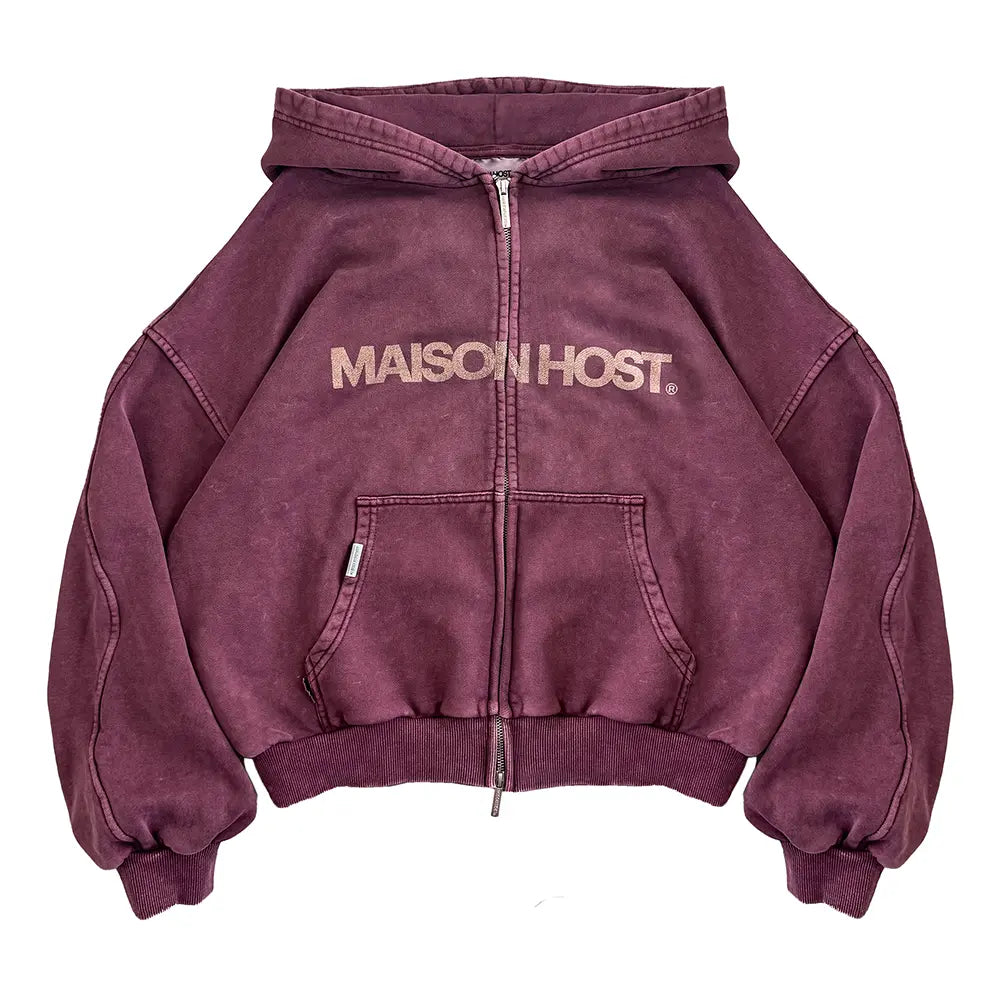 ERODE WAVE ZIPPED HOODIE BURGUNDY|Streetwear Oversized Vintage Casual Wear-Coordom