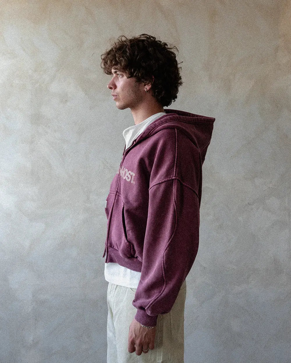 ERODE WAVE ZIPPED HOODIE BURGUNDY|Streetwear Oversized Vintage Casual Wear-Coordom