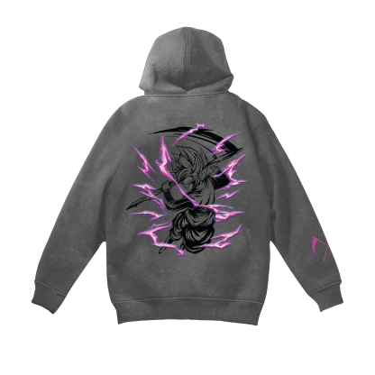 Black Warrior Hoodie - Acid Wash Grey-Coordom