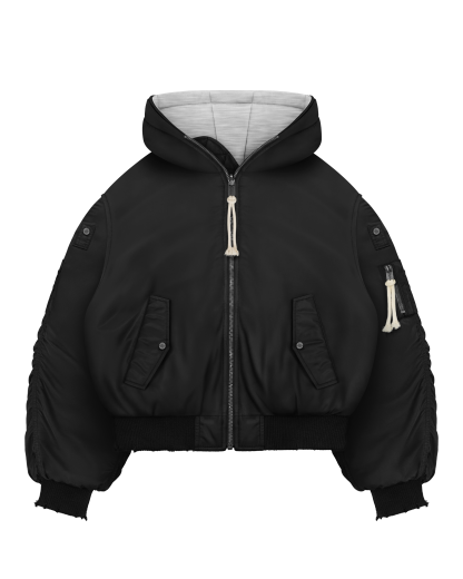 REAVEN BLACK FUR BOMBER JACKET-Coordom