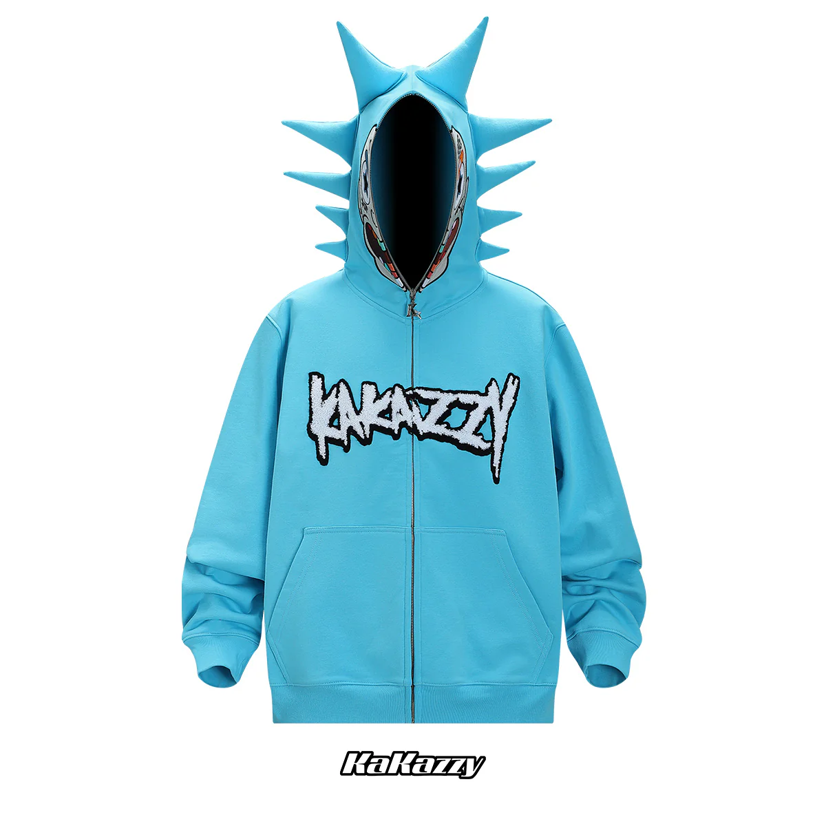 Street style Y2K pattern Full Zip Hoodie Blue-Coordom