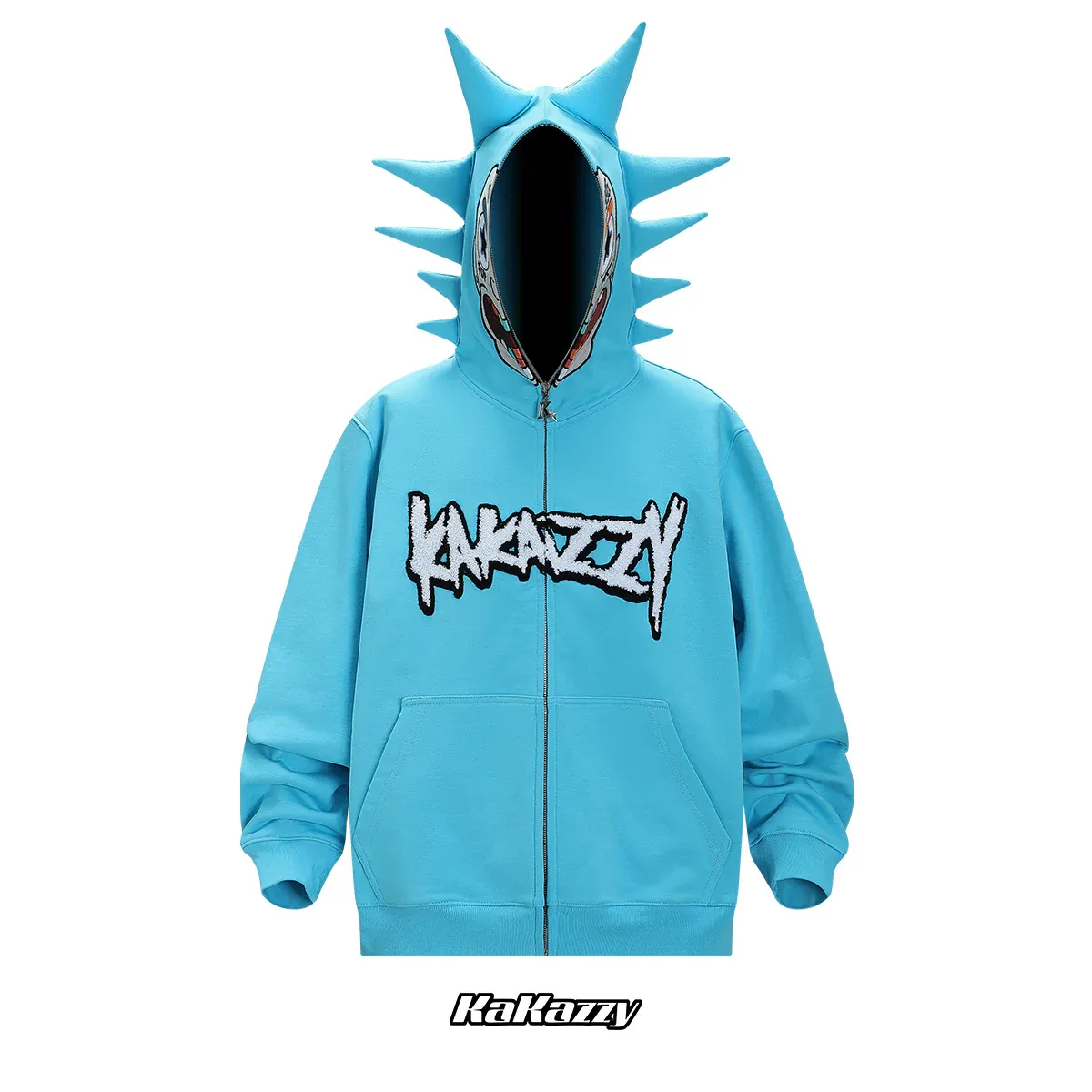 Street style Y2K pattern Full Zip Hoodie Blue-Coordom