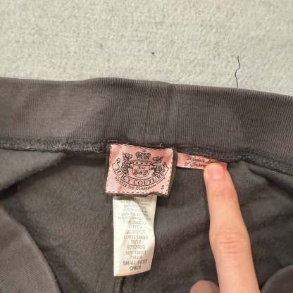 Vintage Juicy Couture Women's Dark Gray Velour Flared Track Pant Logo Y2K Size S-Coordom