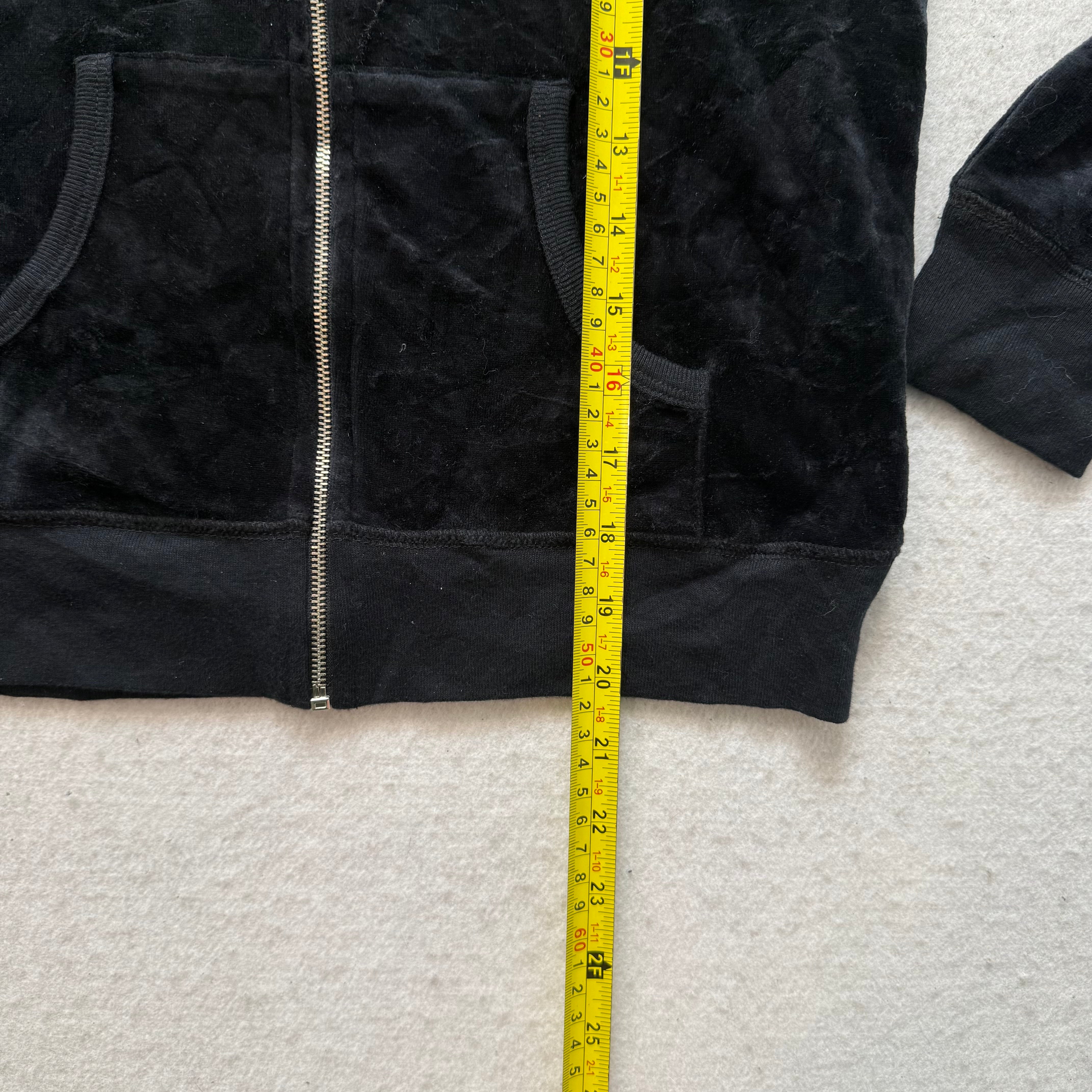 Juicy Couture Women's Black Tracksuit Set Zip Up Hoodie & Flared Pant Y2k Size S-Coordom